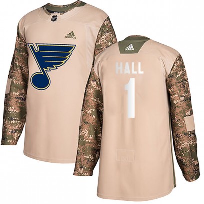 Youth Authentic St. Louis Blues Glenn Hall Adidas Veterans Day Practice Jersey - Camo