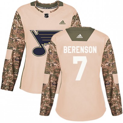 Women's Authentic St. Louis Blues Red Berenson Adidas Camo Veterans Day Practice Jersey - Red