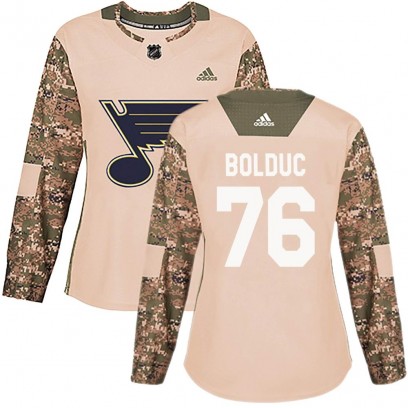 Women's Authentic St. Louis Blues Zack Bolduc Adidas Veterans Day Practice Jersey - Camo