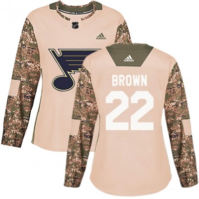 Women's Authentic St. Louis Blues Logan Brown Adidas Camo Veterans Day Practice Jersey - Brown