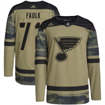 Youth Authentic St. Louis Blues Justin Faulk Adidas Military Appreciation Practice Jersey - Camo
