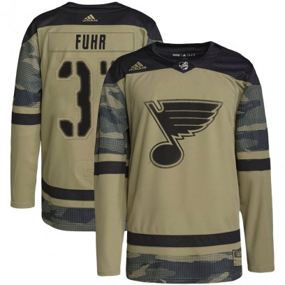 Youth Authentic St. Louis Blues Grant Fuhr Adidas Military Appreciation Practice Jersey - Camo