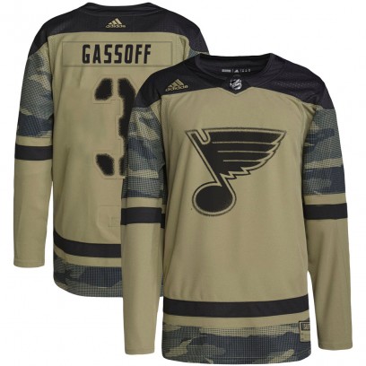 Youth Authentic St. Louis Blues Bob Gassoff Adidas Military Appreciation Practice Jersey - Camo