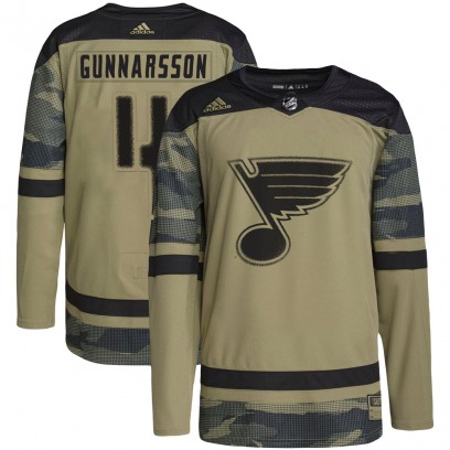 Youth Authentic St. Louis Blues Carl Gunnarsson Adidas Military Appreciation Practice Jersey - Camo