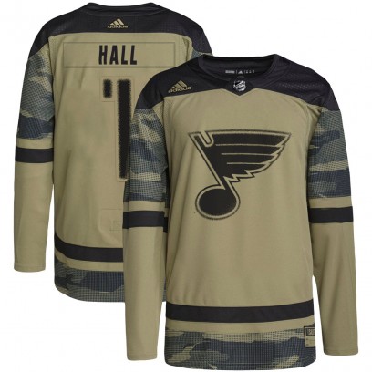 Youth Authentic St. Louis Blues Glenn Hall Adidas Military Appreciation Practice Jersey - Camo