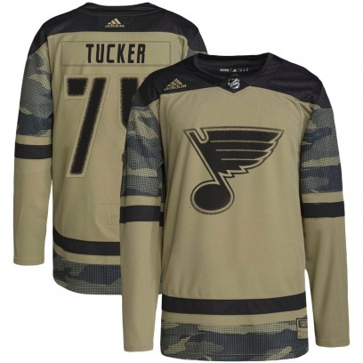 Youth Authentic St. Louis Blues Tyler Tucker Adidas Military Appreciation Practice Jersey - Camo