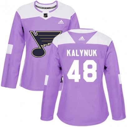 Women's Authentic St. Louis Blues Wyatt Kalynuk Adidas Hockey Fights Cancer Jersey - Purple