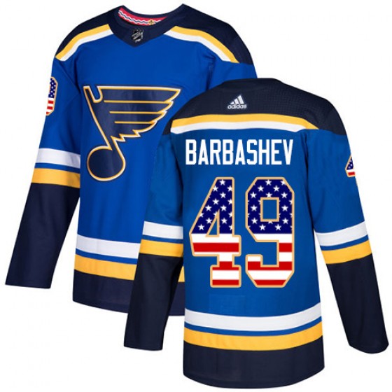 Youth Authentic St. Louis Blues Ivan Barbashev Adidas USA Flag Fashion Jersey - Blue